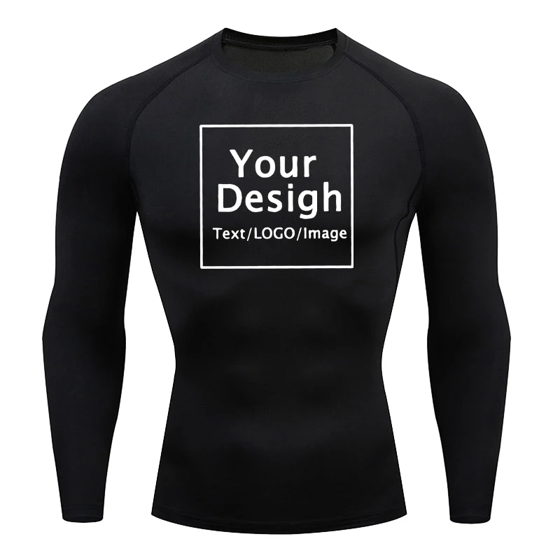 Men\'s Custom Logo Compression Shirts Your OWN Design DIY Print Tshirts Gym Jogging Tracksuit Workout Quick Dry Athletic Tee Tops