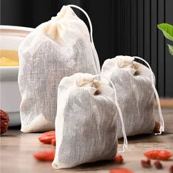 Colador multifuncional de algodón con cordón, bolsa de filtro reutilizable para medicina china, cocina, sopa, té, saludable, 20 unidades por lote