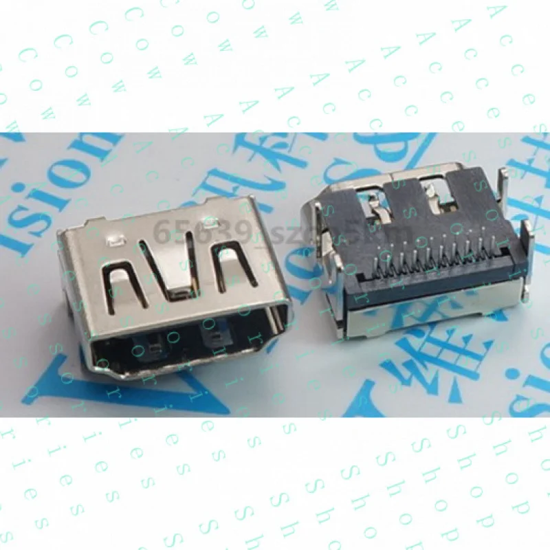 PP+ 10PCS 19P Type A HDMI Socket 2 Rows 90° Panel Female Pin Connector DIP 4 Legs