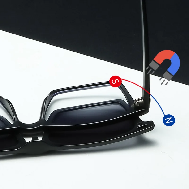 VCKA Reading Prescription Glasses Men Retro Optical Square Eyeglasses Women Polarized Magnet Clip on Sunglasses  +1.0~+4.0