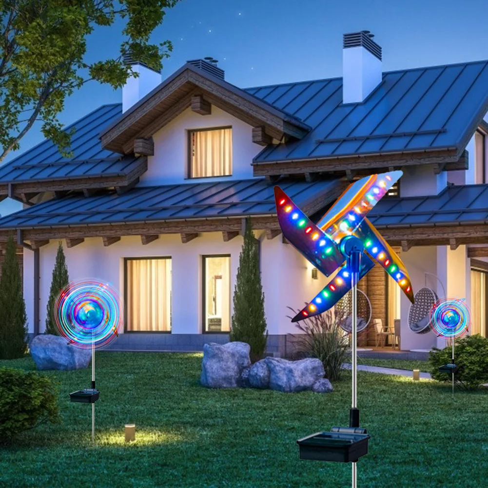 Lámpara de molino de viento con energía Solar para exteriores, luces de vacaciones, punto de luz 32LED, decoración de jardín, molino de viento