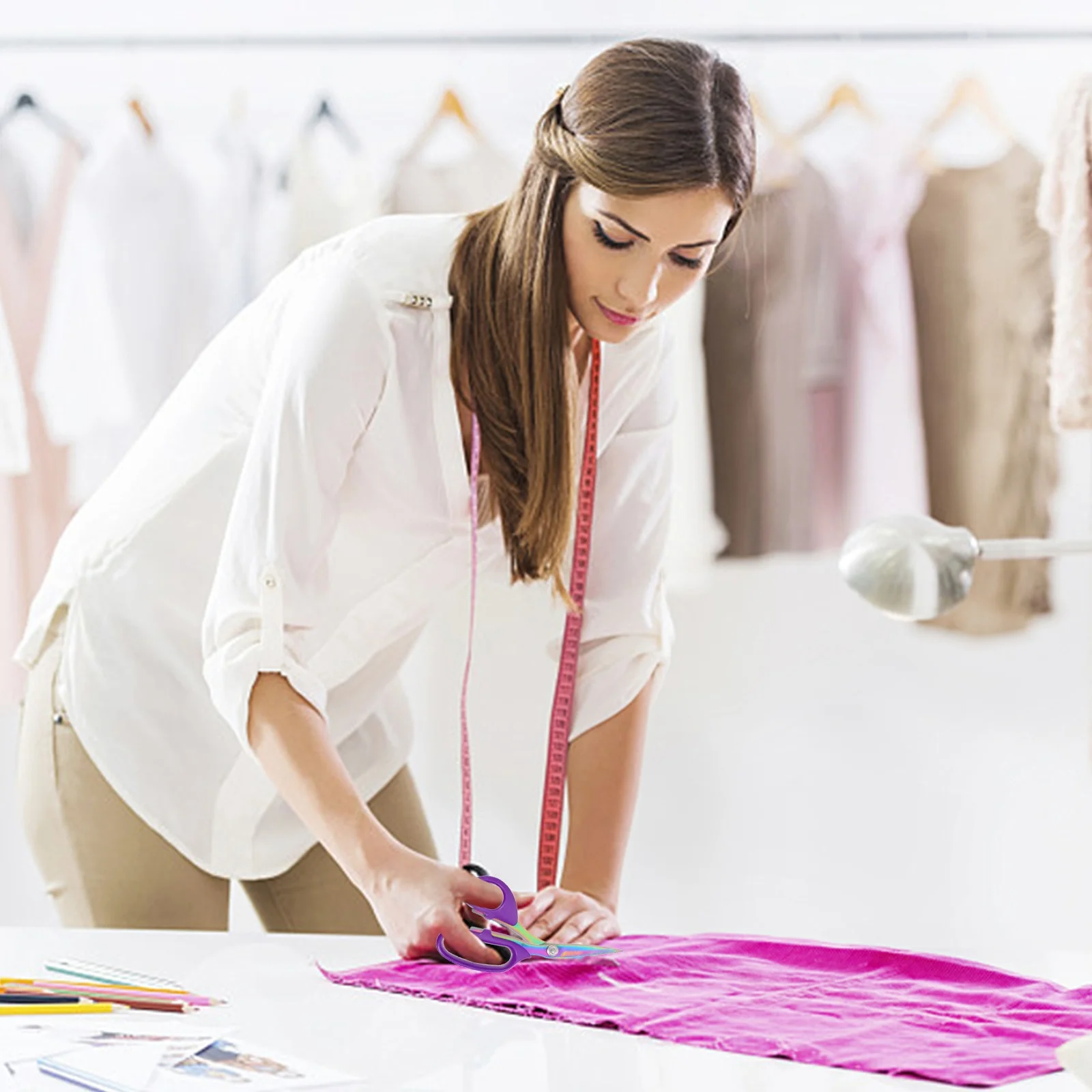 

10 Inch Stainless Steel Fabric Scissors Sharp Pointed Trimmer for Cross Stitch Needle Work Dressmaker Shear Sewing Thread Cutter