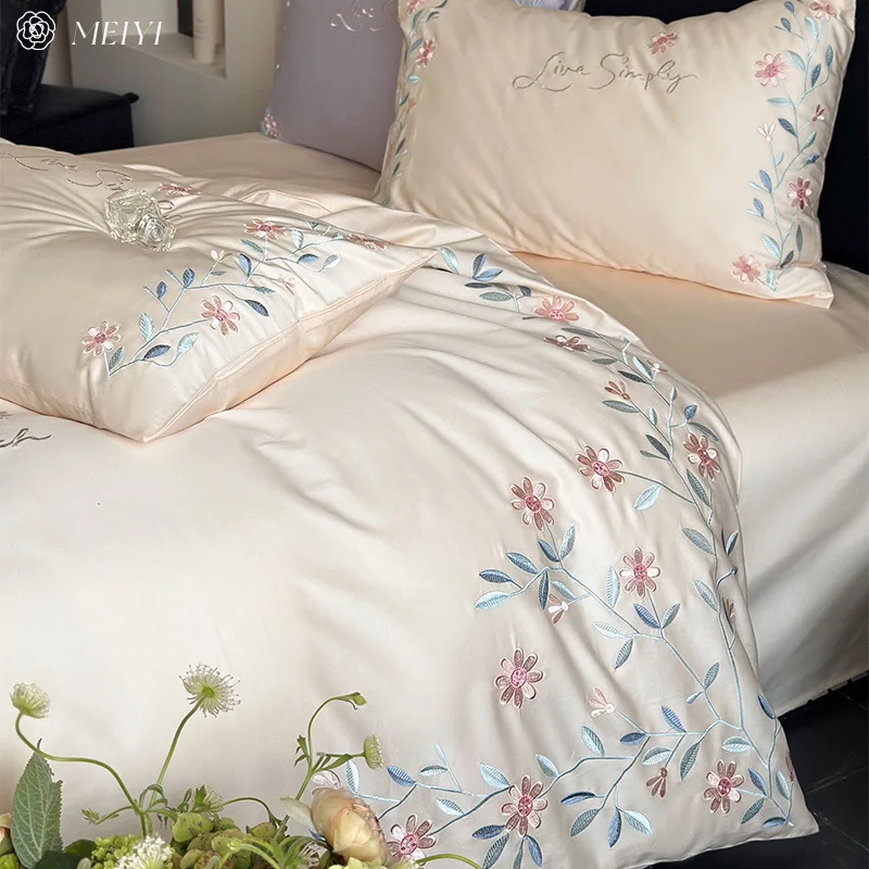 

Настраиваемая простыня из хлопка длиной 100S с цветком в форме сердца для девочек, состоящая из четырех частей хлопка