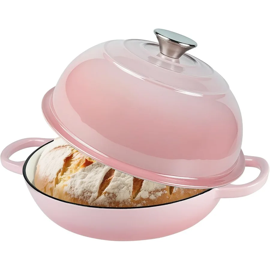 

Голландская духовка с крышкой, эмалированная чугунная голландская духовка для выпечки хлеба, круглая печь для выпечки хлеба на закваске, безопасная в духовке