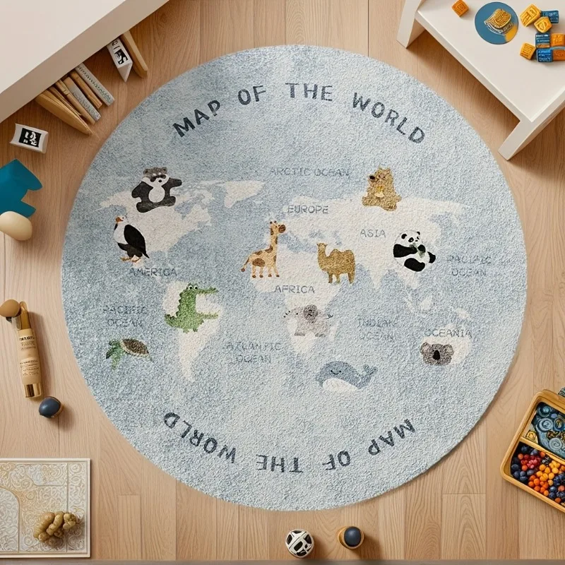 Nordic Style Carpets for Living Room Plush Round Bedside Rug Large Area Children Bedroom Decor Carpet Cartoon Floor Mat
