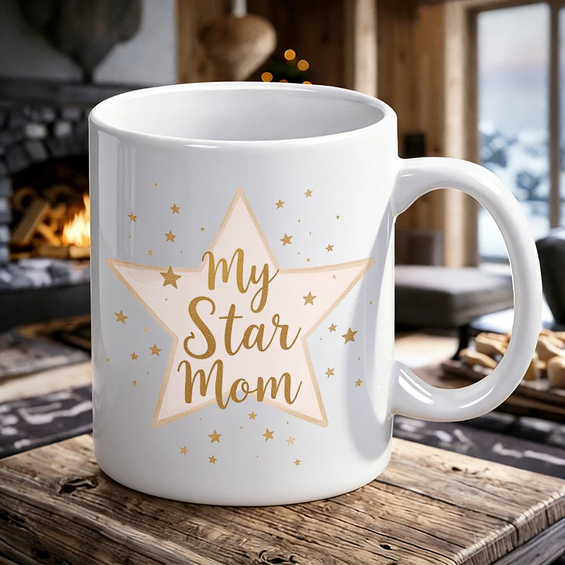 Cup & Mug Set, My Star Mom Glitter Star Ceramic Mug, Coffee Cup, Milk Cup, Office Tea Cup, Drinking Cup, Gift for Friends