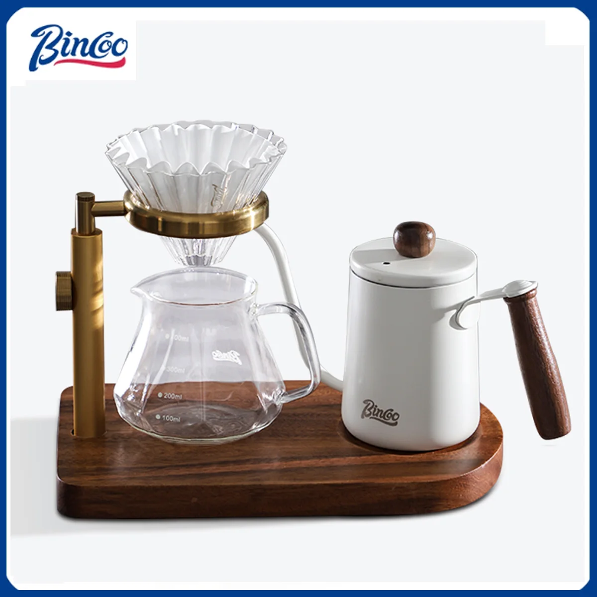 

Регулируемый держатель для чашки с фильтром из орехового дерева Bincoo, подставка для кофе ручной работы, чашка для фильтра, стеллаж для хранения кастрюли ручной работы, инструменты для бариста