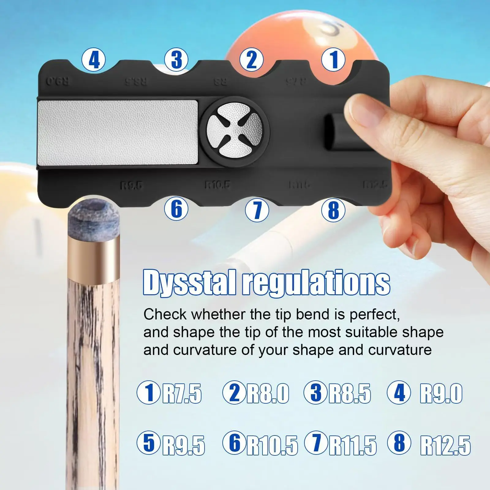 Riparatore di punte per stecche da biliardo, smerigliatrice e strumento di riparazione multifunzionale per punte di stecche da biliardo, 5 in 1