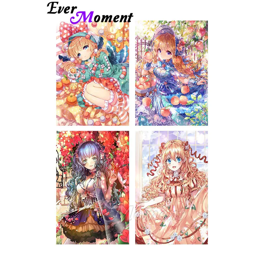 

Ever Moment 5D Diamond Painting Kit Japanese Anime Girl Mosaic Set Square Resin Drills No Frame Art Wall Decor ASF3058