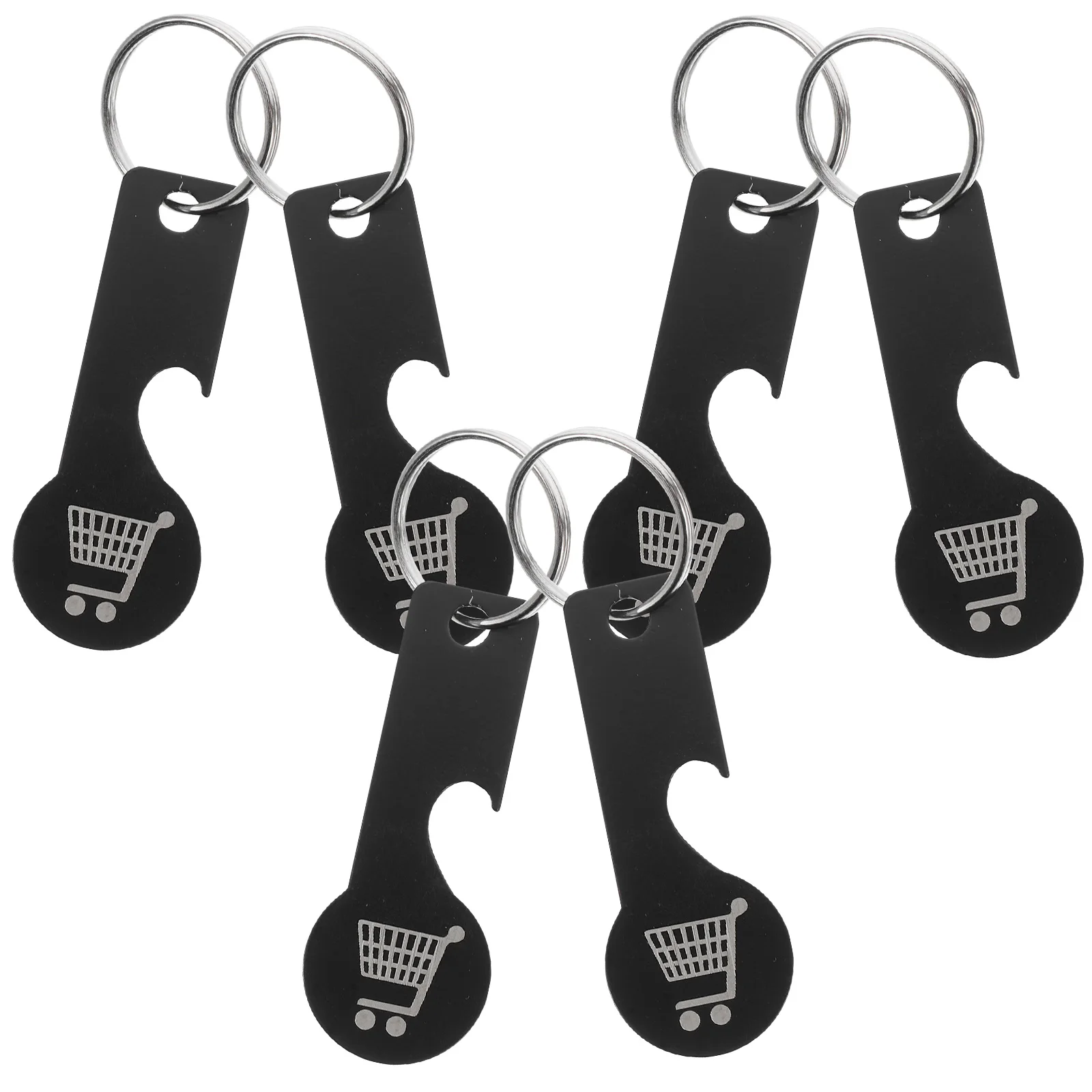 

6 Pcs Car Token Keychain Stainless Steel Shopping Cart Trolley Coin Portable Keyring Tokens Buckle Lightweight Grocery