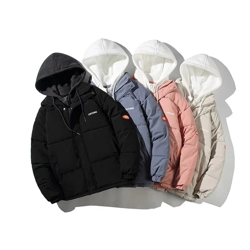 Student frauen Winter Oversize Jacke Unten Baumwolle Gefütterte Mantel Weibliche Lose Beiläufige Mantel Weibliche Mode Mit Kapuze Kurze Parkas