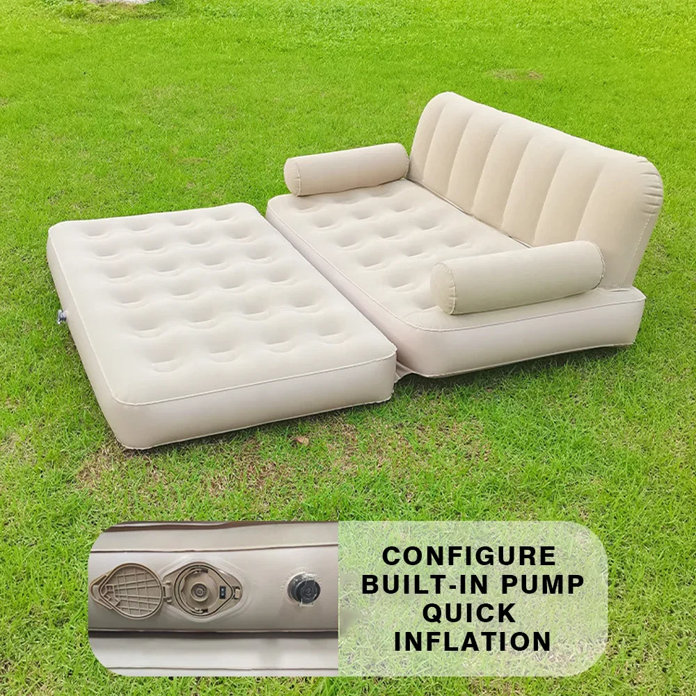 High quality Chinese modern design inflatable futon folding small two three 2 or 3 seat metal sleeping cum sofa bed