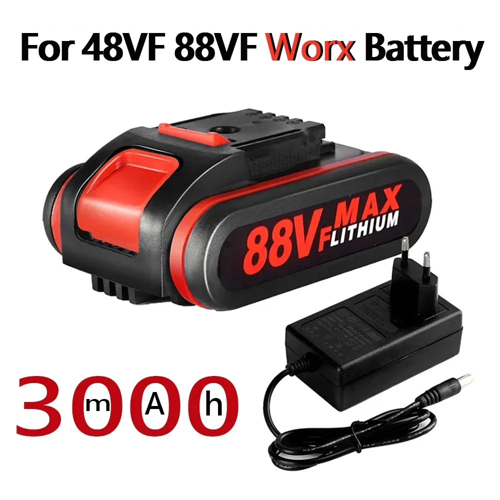 88VF Large-Capacity Rechargeable Lithium Ion Worx Battery Replace 48VF 36VF Replace Battery for Electric Wrench Saw Power Tool