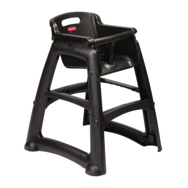 

Rubbermaid Commercial Products Sturdy High-Chair, 33lb Capacity, Black, Pre-Assmbled Without Wheels, Stackable, Fits Under Table