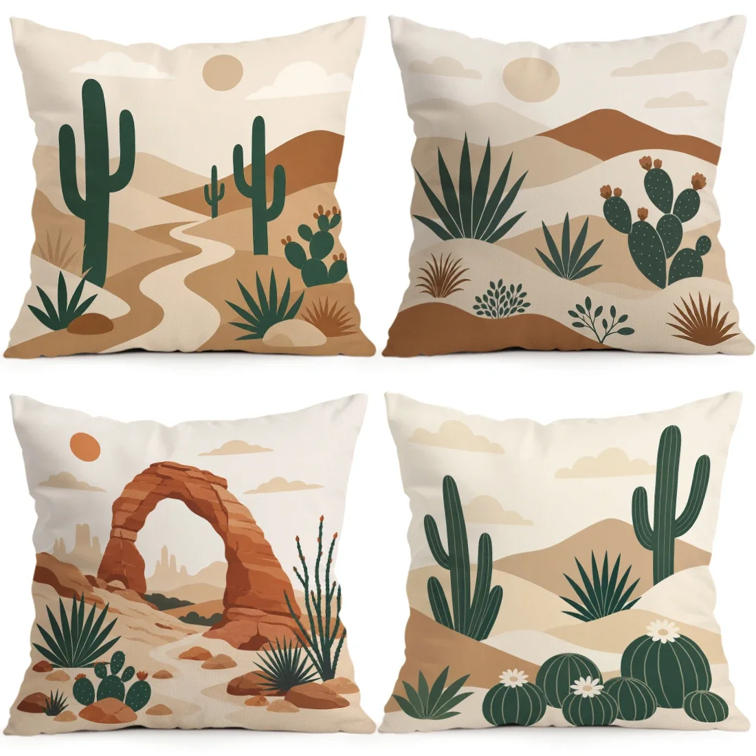 1/4pcs Desert Cactus Cushions Pillowcase Polyester Cushion Cover Throw Pillow Pillowcover Home Car Sofa Decor