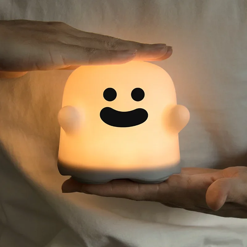 Modern Popular Creative Ghost Night Light Usb Charging Pat Timer Cute Simple Atmosphere Gift Bedside Companion Sleep Light