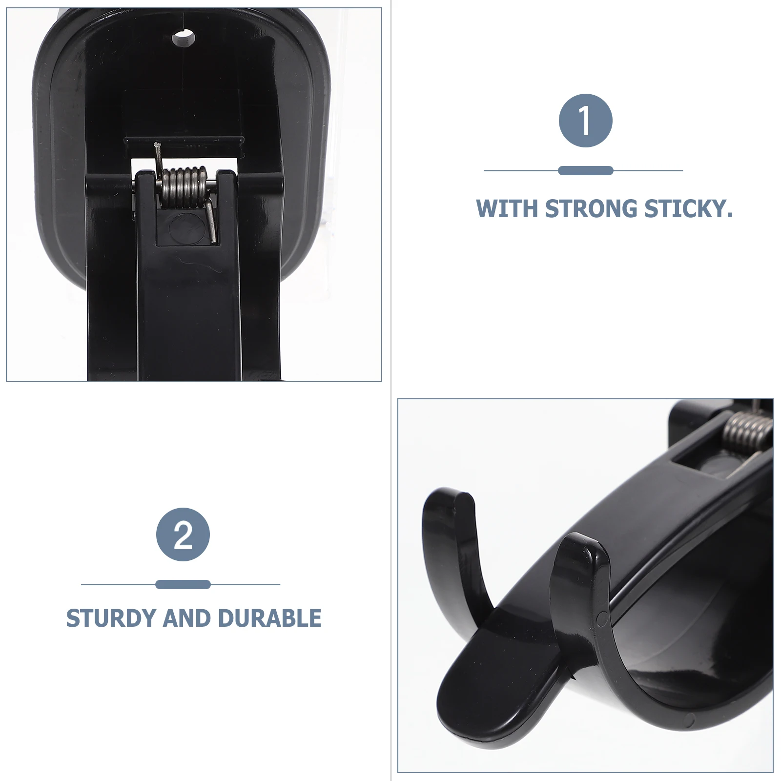 

2pcs Curtain Hooks Curtain Rod Hooks For Kitchen Large Black No Drill Holders Strong Adhesive Universal Mount Bracket Plastic