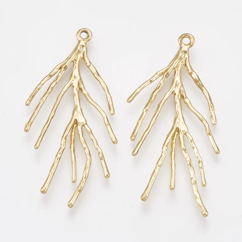 

2Pcs Creative Brass Charms 18K Gold Plated Tree Branch Pendants for Jewelry Making Earrings Necklace DIY Crafts Accessories