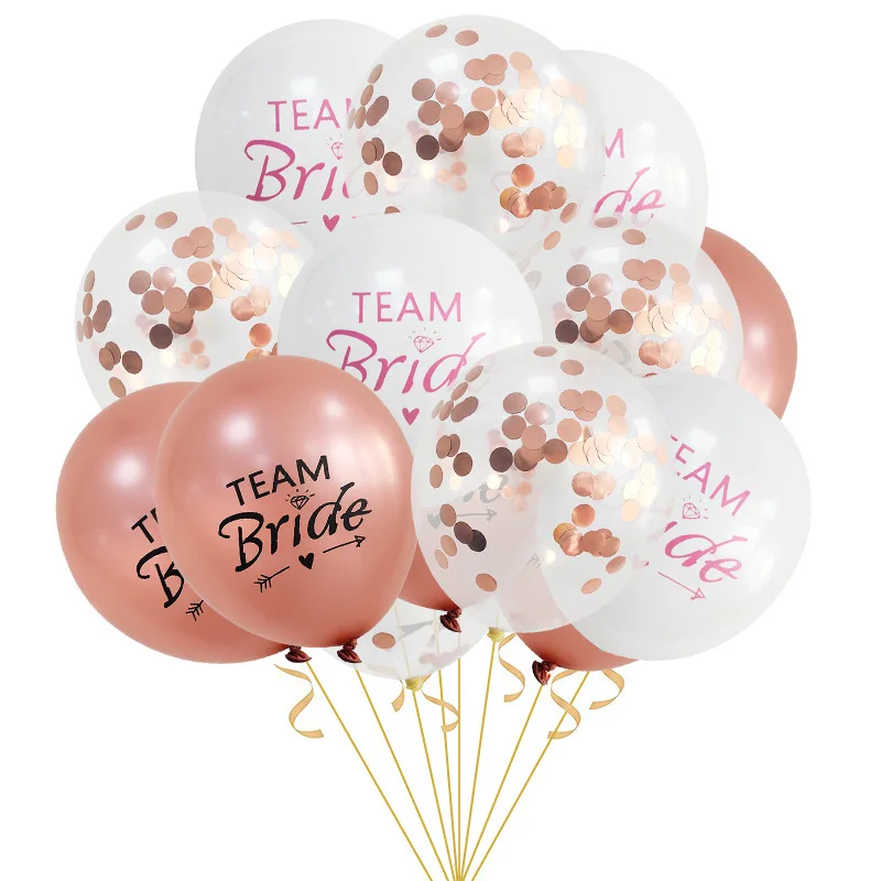 

10Pcs Rose Gold Team Bride Latex Confetti Balloons Hen Bachelorette Party Decoration Bride To Be Bridal Shower Supplies Wedding