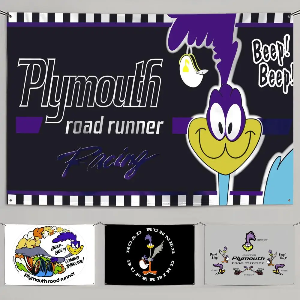 P-Plymouth Roadrunner Cool Flags Vintage Aesthetic Wall Hanging Banner for Bedroom Living Room Cozy view 3