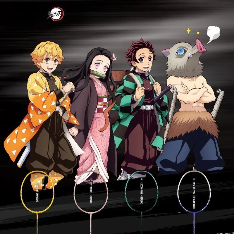 

New Demon Slayer Tanjiro Miyazaki Ultra-light all-carbon badminton racket competition Professional Training Single Racket gift