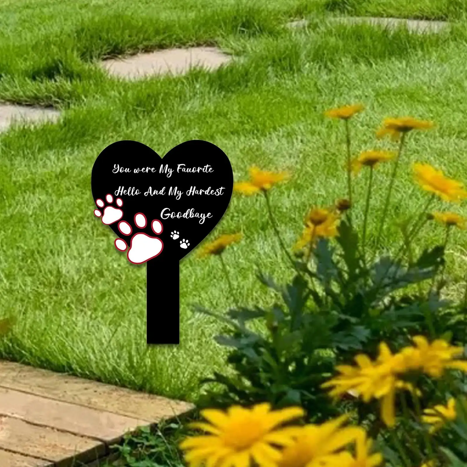 Heart Shaped Grave Marker Outdoors Sympathy Plaque Grave Plaque Stake Acrylic Grave Marker for Outdoors Theme Party Funerals