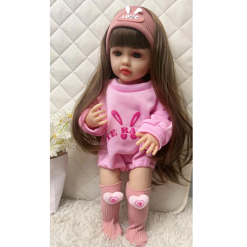 KEIUMI Cartoon Style Reborn Baby Girl Dolls 55 cm Full Body Silicone Bathe Bebe Reborn Toys Child Birthday Gifts Dressup Models