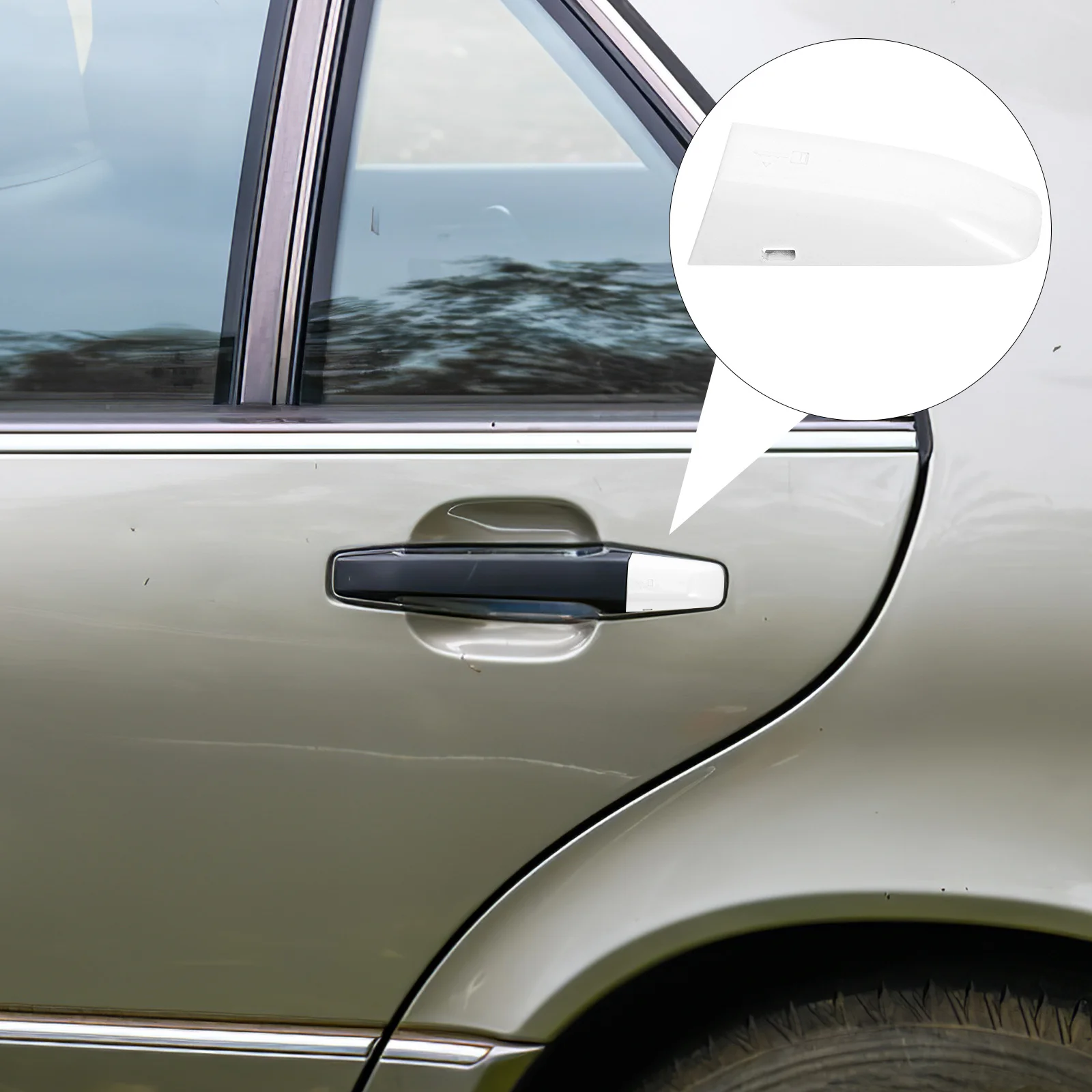 

1pc Sturdy Exterior Cap Driver Side Front Left Car Cover Durable Plastic Door Handle Lock Cover For Front Driver Exterior Door