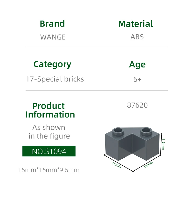 Wange 102Pcs/lot 87620 Wedge 2x2 Facet Block Moc Color Accessories Compatible with Brick DIY Children\'s Toy Assembly Parts