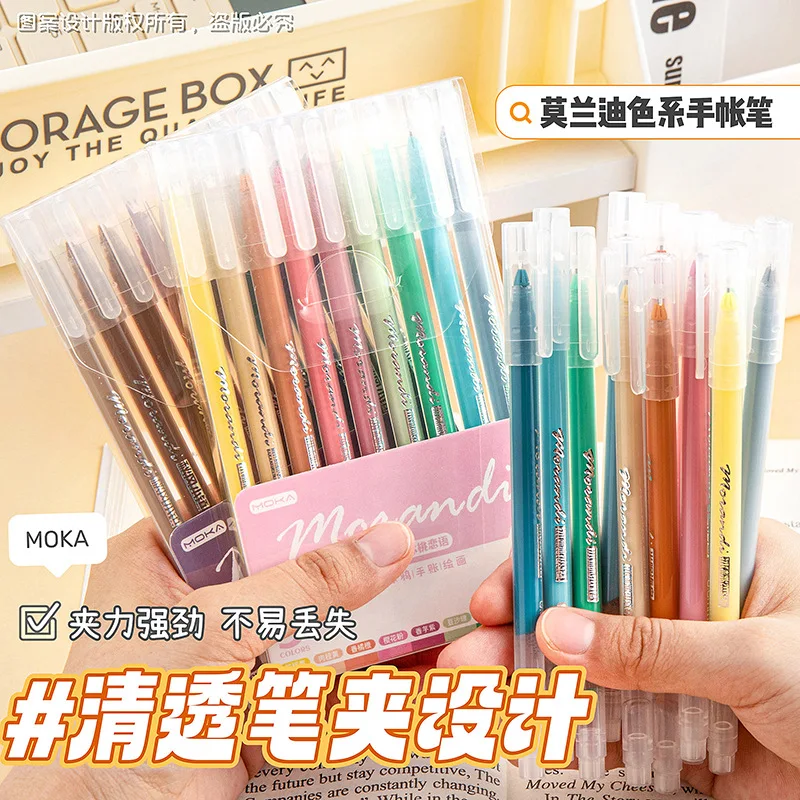 9 PCS/Set Morandi Gray Pens Set Multi Color Gel Ink Pens Vintage Marker Liner Ballpoint Pen School Office Supplies Stationery