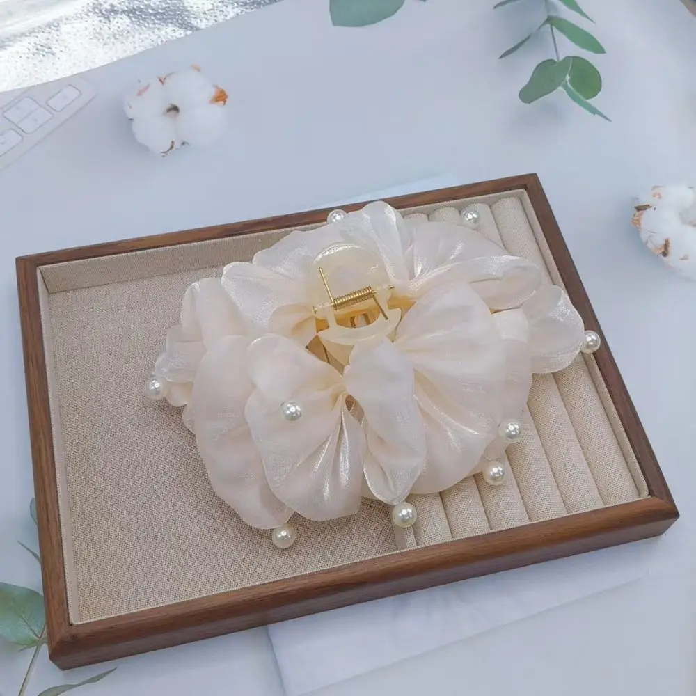

Large bow princess hair clip with multiple hair clips for women's back of head high-end pearl shark clip