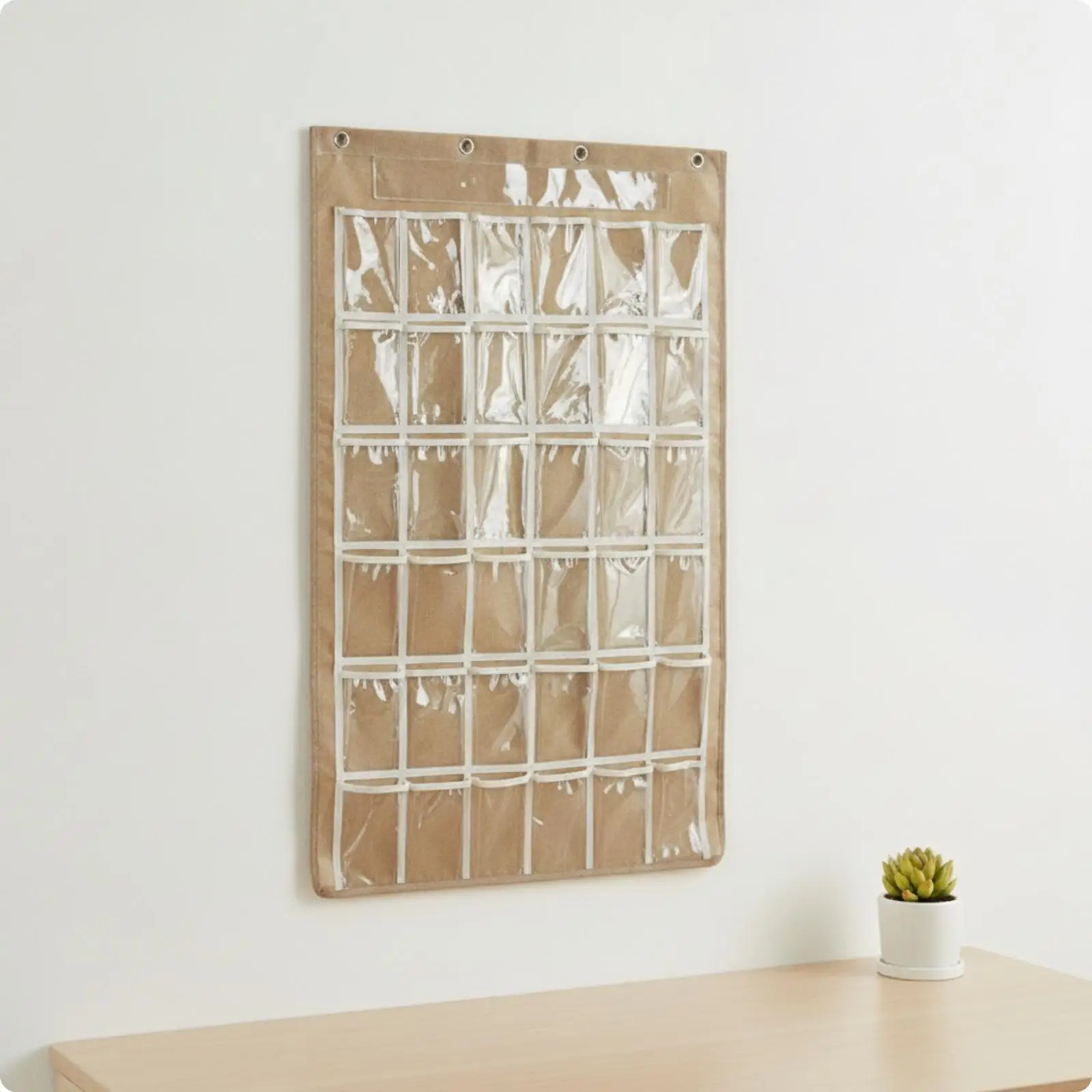 Wall Pocket Chart Organizer for Cards and Learning Materials Oxford Cloth with Eyelets for Study Area