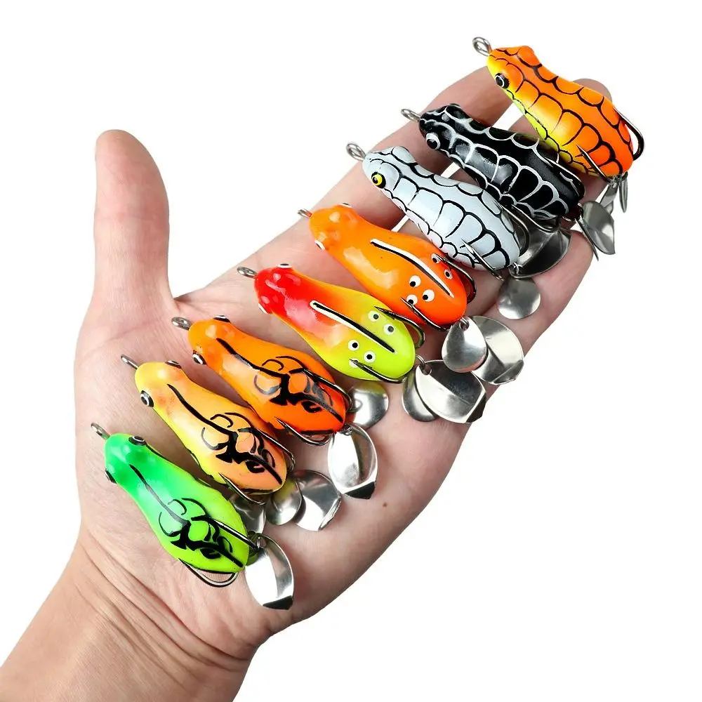 5Pcs/Box 5cm 6.8g Soft Frog Lure Upgraded Generation Soft Material Fishing Lure Double Spinner Fishing Bait Freshwater Fishing