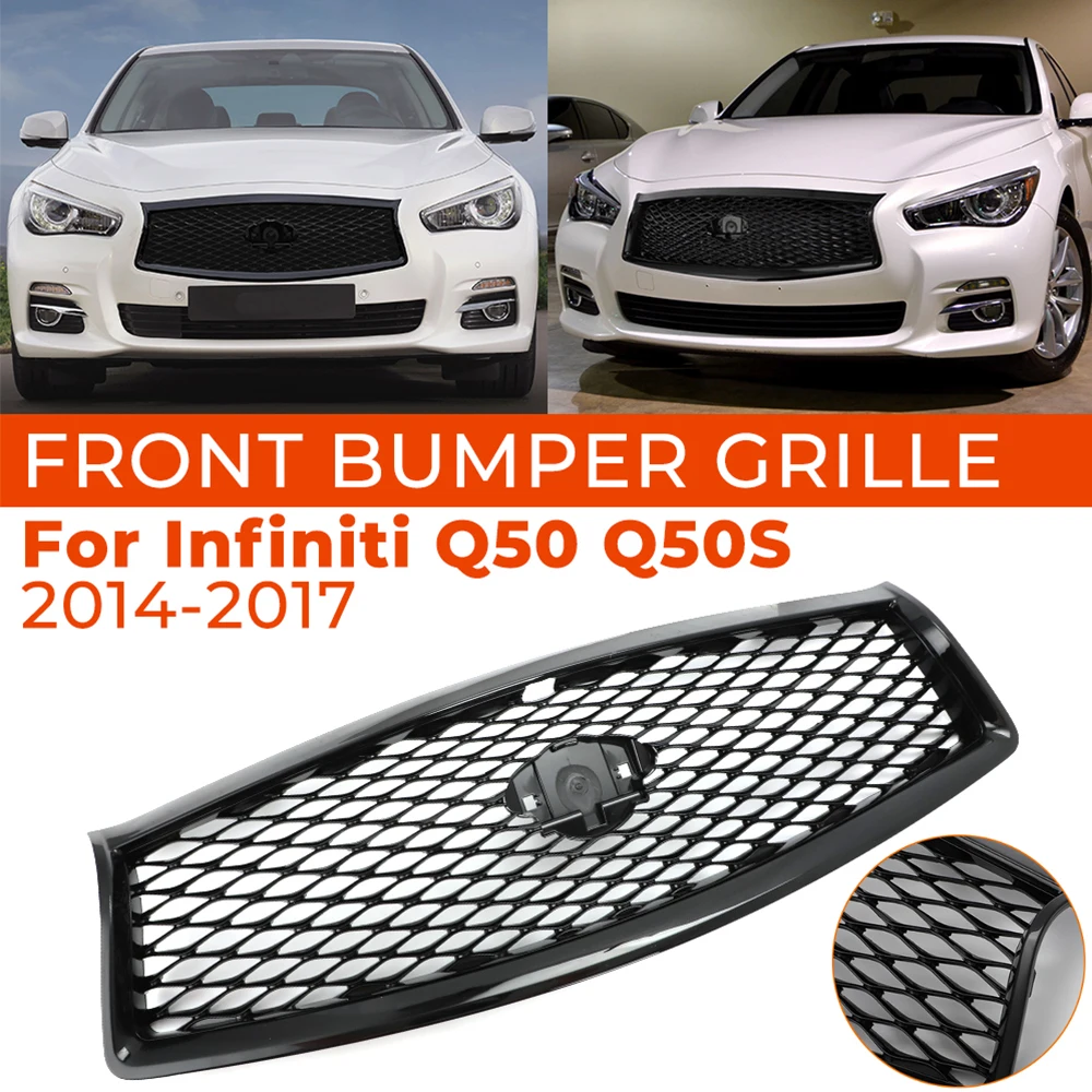 

Racing Grill For Infiniti Q50 Q50S 2014-2017 2016 Car Front Grille Racing Grill Replacement Body Kit Upper Bumper Hood Mesh Grid