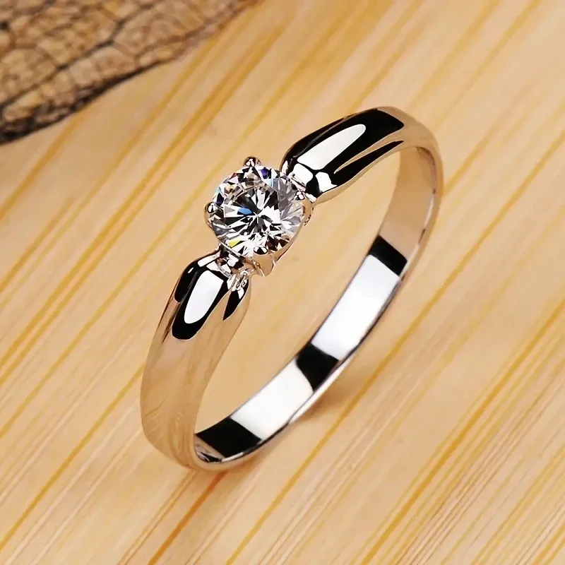 CAOSHI Single Round Cubic Zircon Rings for Women Trendy Temperament Engagement Wedding Accessories Simple versatile Jewelry Gift