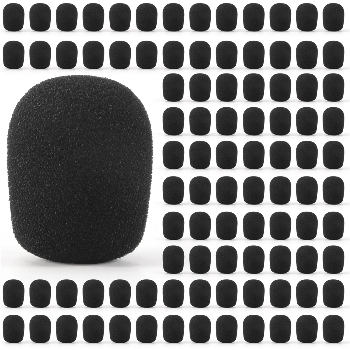 100Pcs Microphone Headset Grill Windshield Sponge Foam Black Mic Cover 30mmx8mm