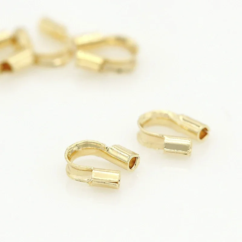 50Pcs 18K Gold Plated Wire Guardian Wire Protectors Loops U Shaped Crimp Clasps Connector For DIY Jewelry Making Accessories