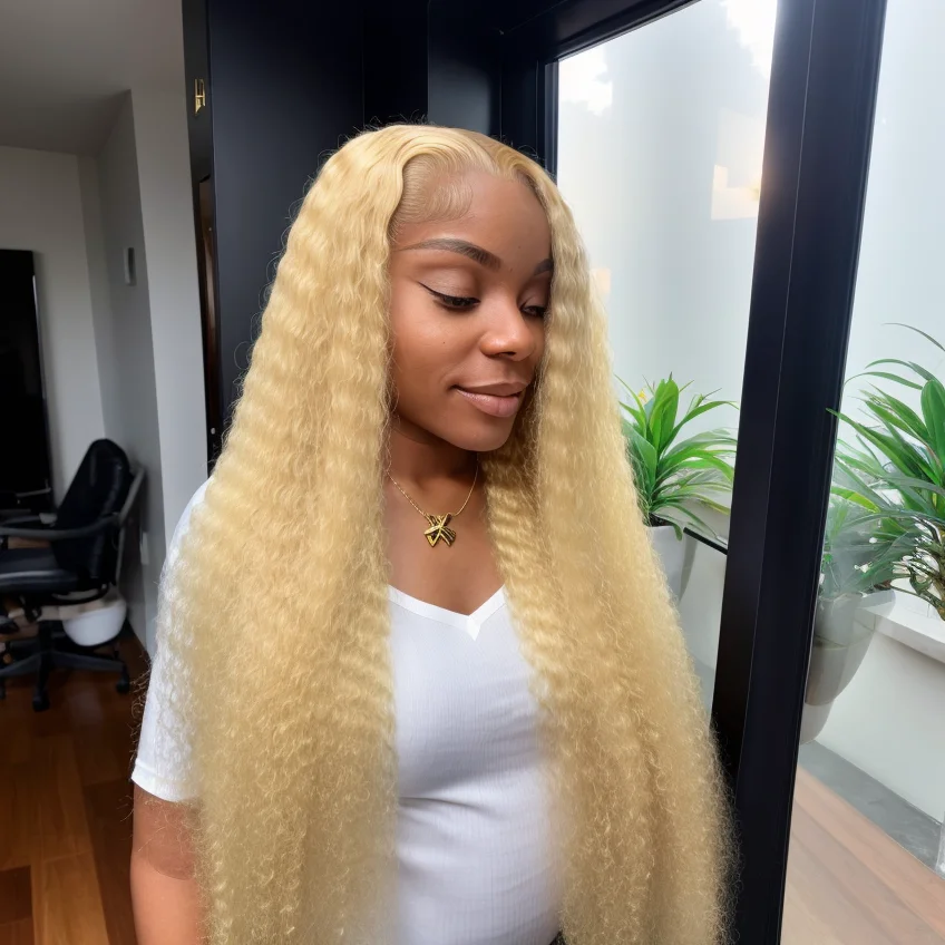 Colored 13x6 13x4 Lace Frontal Human Hair Curly Wigs For Women 38 Inch Hd Transparent Deep Wave Blonde 613 Hd Lace Frontal Wig