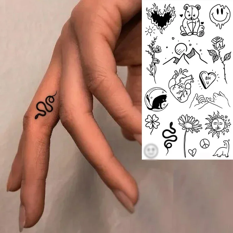 

Татуировка-наклейка, змея, медведь, динозавр, роза, солнце, временные поддельные татуировки для детей, женщин и мужчин, водостойкий макияж для тела, искусство