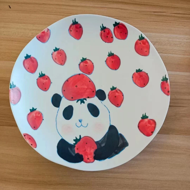 Cute Creative Ceramic Plate 8 Inch Cartoon Fruit Round Flat Porcelain Homehold Tableware Afternoon Tea Cake Dessert Plates