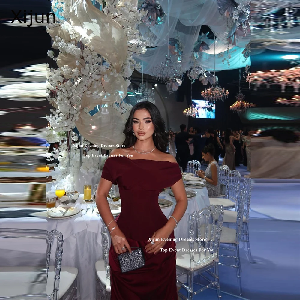

Xijun Brown Crepe Mermaid Evening Dresses Off The Shoulder Simple Prom Dresses Floor Length Dubai Prom Gowns Women Customized