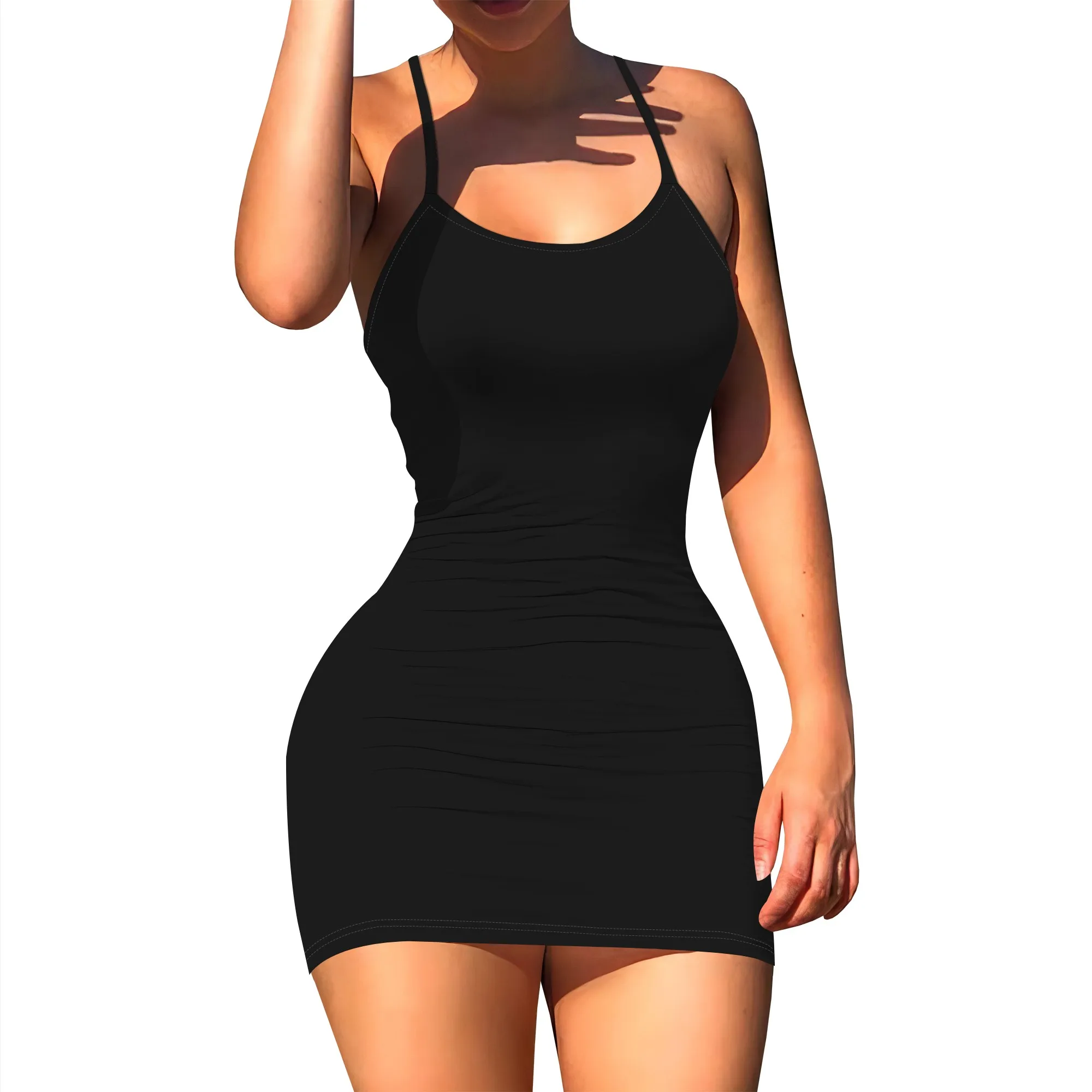 Robe débardeur sexy à bretelles spaghetti, dos nu, moulante, mini robe de soirée en boîte de nuit