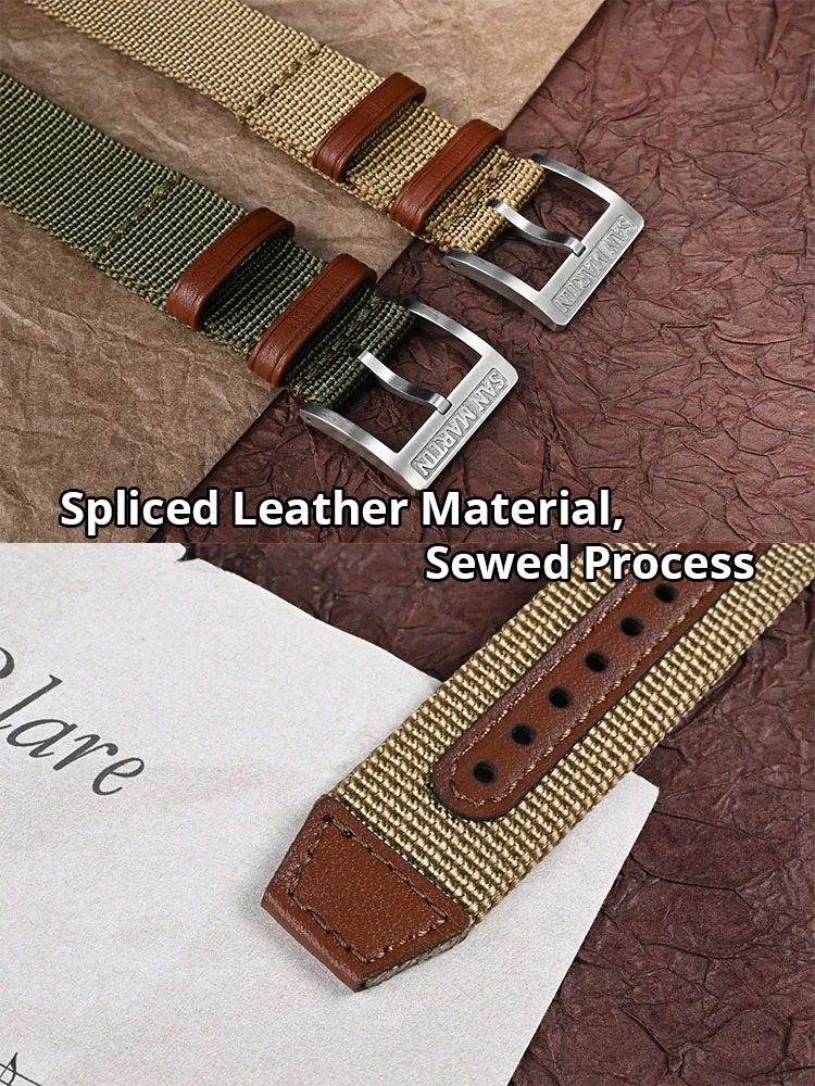 San Martin High Quality Nylon Strap 20mm Pilot Military Watch Band Universal Type Fashion Sports Strap 316L Buckle Watch Parts