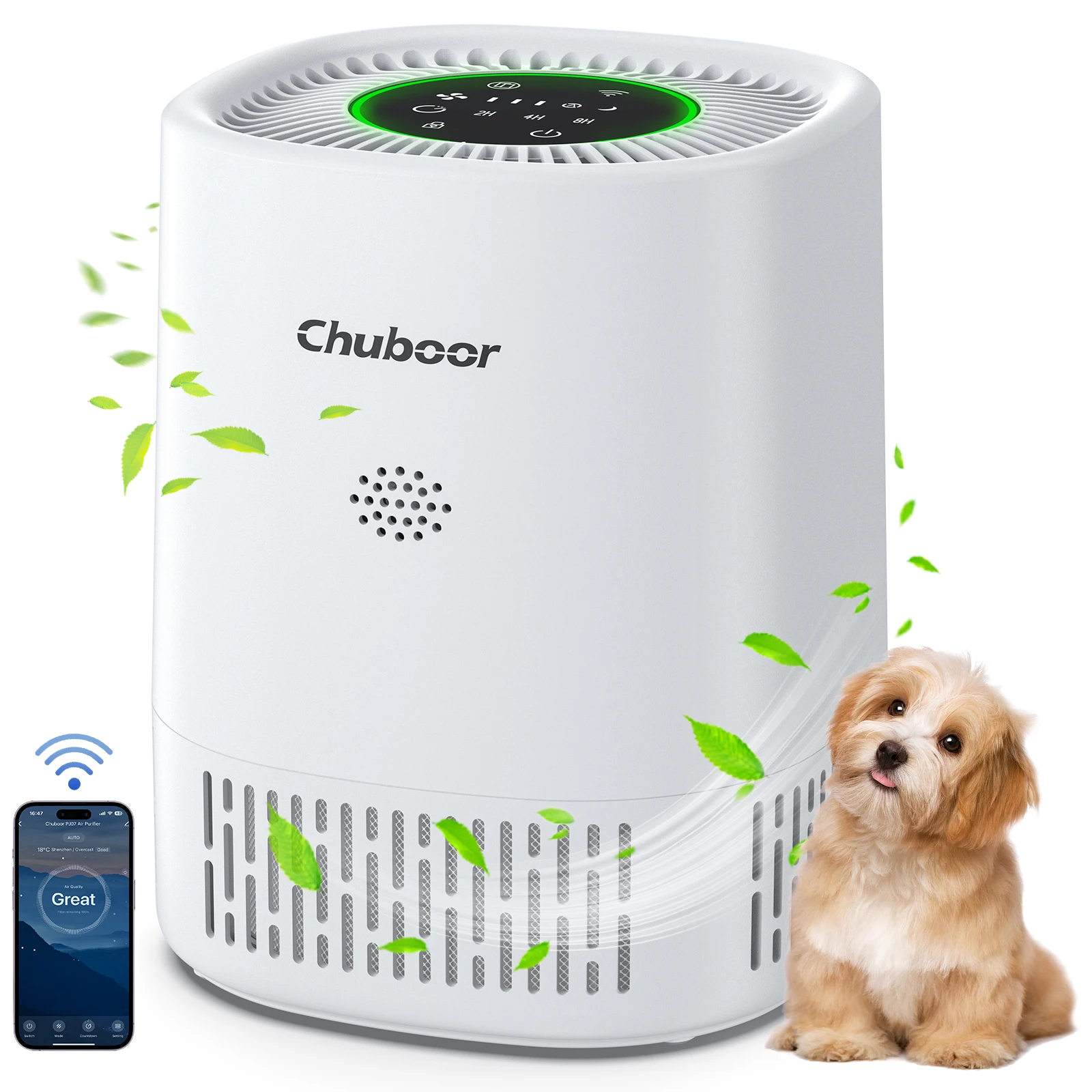 Purificador de Aire Portátil para el Hogar con Filtro HEPA H13, Captura PM2.5, Purifica el Aire Interior, Elimina Malos Olores, Olor a Mascotas y Pelo, Ideal para Personas con Alergia al Polen, Modo de Sueño Ultra Silencioso de 25dB, Perfecto para Dormitorio y Sala de Estar
