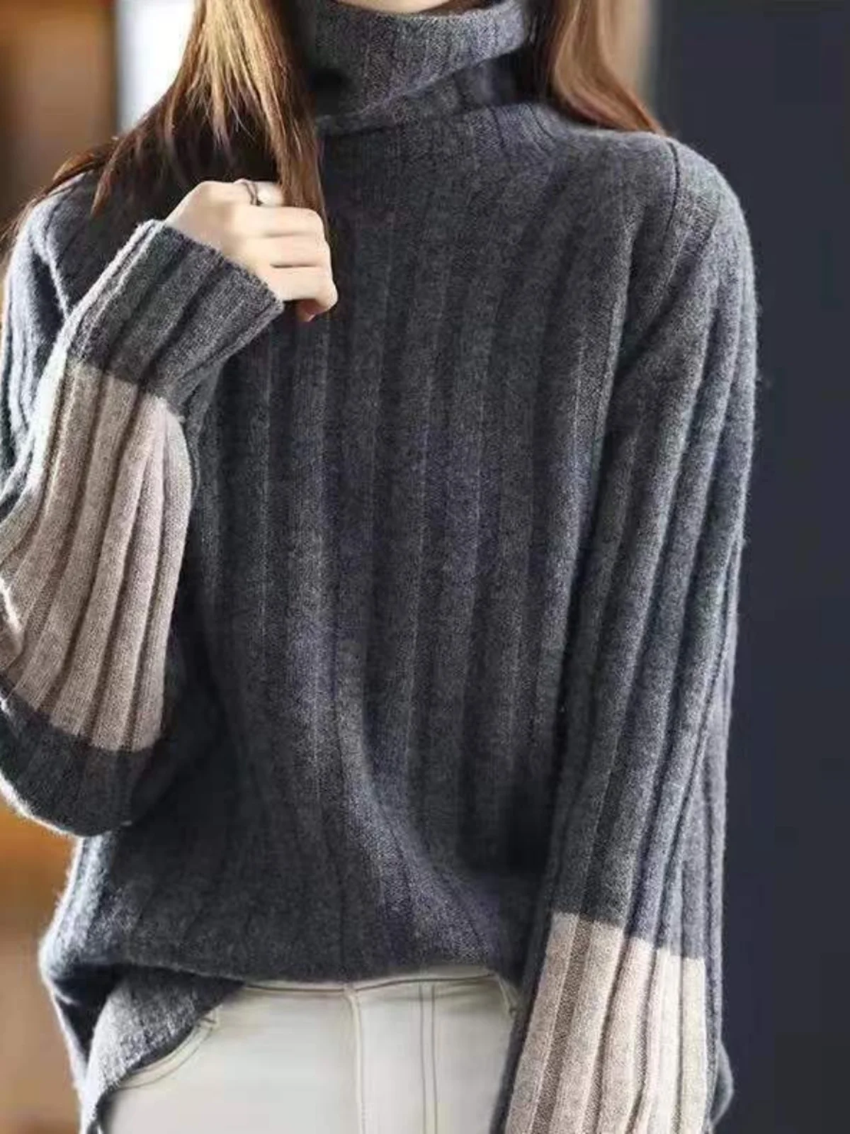 

Thiened вязаный шерстяной свитер с высоким воротником, женская внутренняя одежда, многослойная цветная блузка, дизайн для поездок на работу, зимняя мода