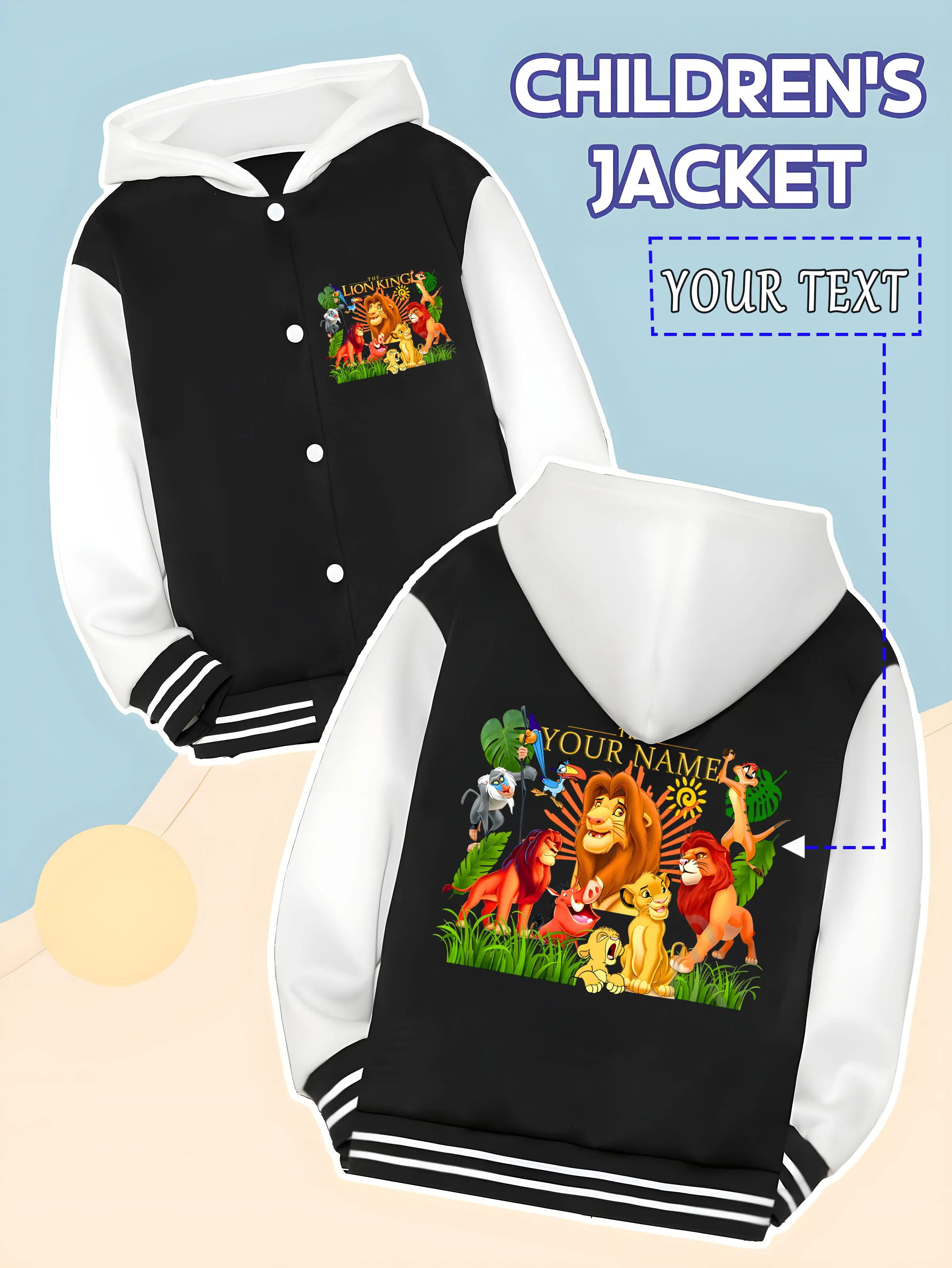 

MINISO Disney Lion King Family Baseball Jacket for Kids - The Lion King family reunion, full of story, perfect for parent-child