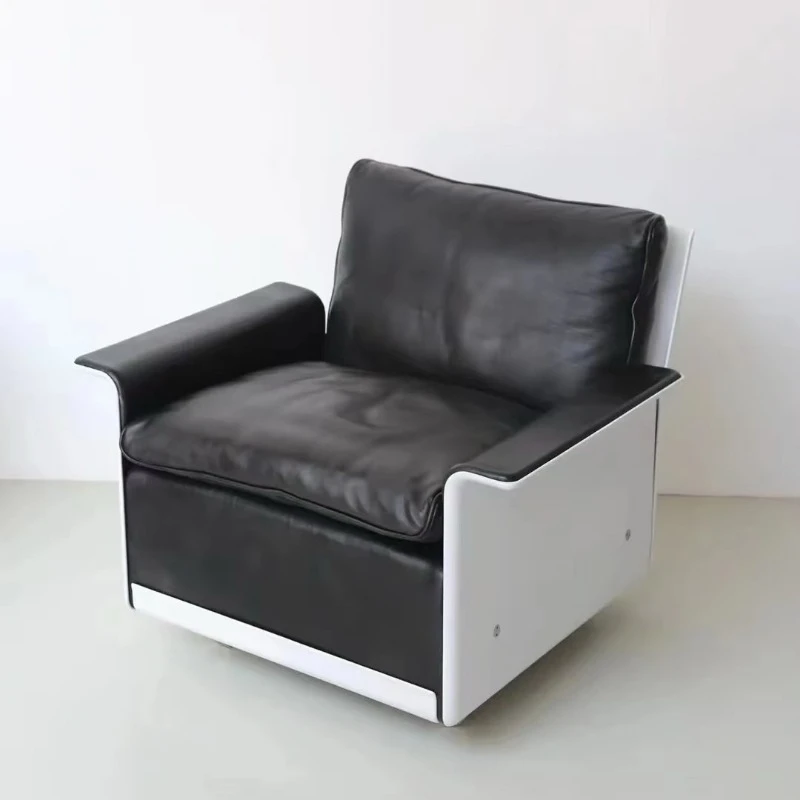 Modern genuine leather single sofa lounge chair with sliding modular combination