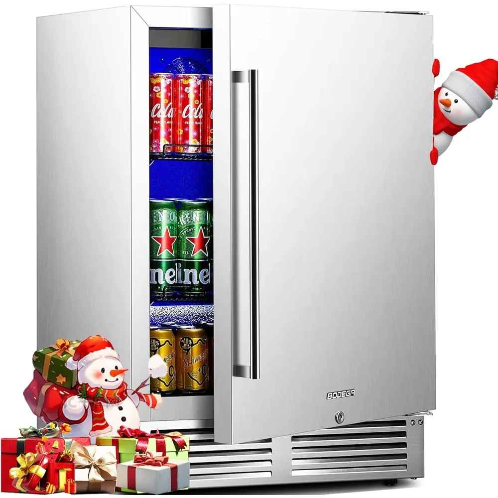 

24 Inch Beverage Fridge under Counter, Outdoor Coolers for Patio and Deck Weatherproof, Stainless Steel Beverage Refrigerator