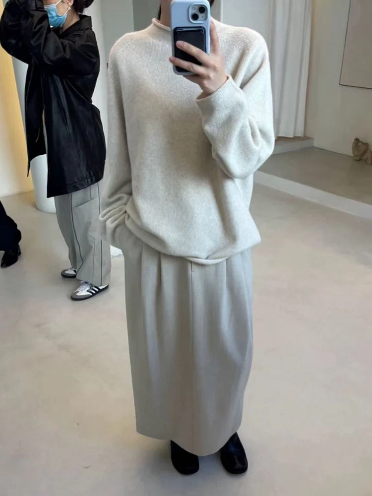 

High Waist Pleated Midi Skirt Women's Straight Leg Split Commuter Sle Korean Faion Casual High Waist Skirt