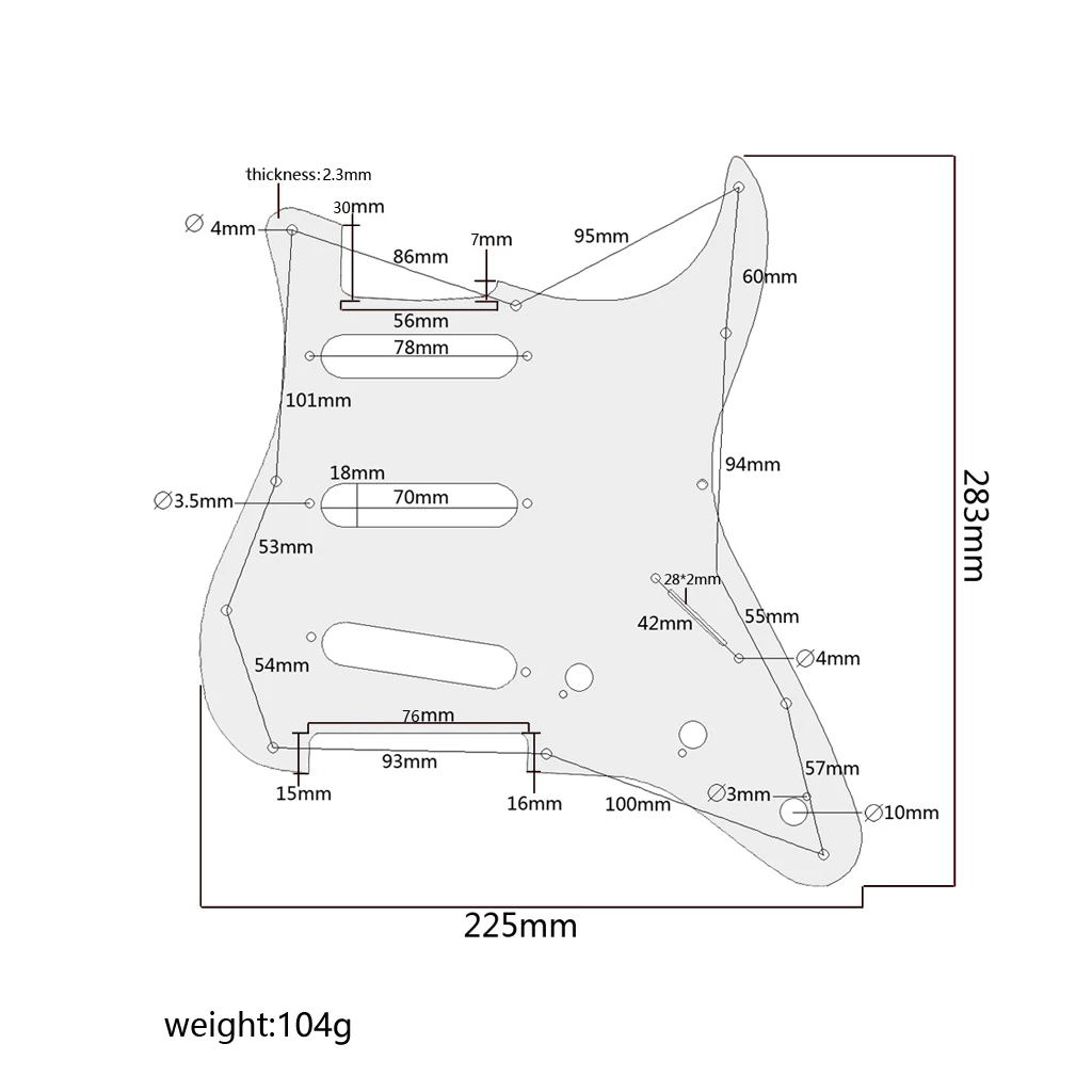SSS Guitar Pickguard 11 Hole 3 ply plastic  for Stratocaster Style Guitar Tortoise 1pcs